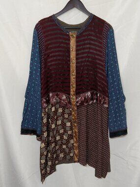 Nothing Matches USA Patchwork Boho Tunic Dress XL 2 Lagenlook Artsy Festival